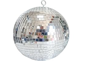 MFGDISCO 10 Inch Mirror Ball, Disco Ball Decor, Hanging Party Ornament for Birthday Wedding Design, Silver