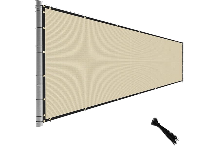 TANG 4' x 25' Beige Tan Privacy Fence Screen Temporary Fence Screen Heavy Duty Windscreen Fence Netting Fence Covers Privacy Blockage Excellent Airflow for Backyard Garden School