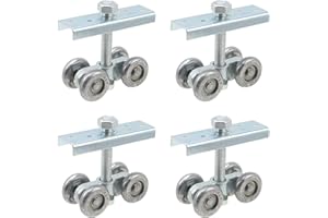 KUMGROT Heavy Duty 4 Wheel Trolley Assembly with Steel Plate M12 Bolt for 1.97" Wide and All 1.69" or Taller Strut Channel Pack of 4