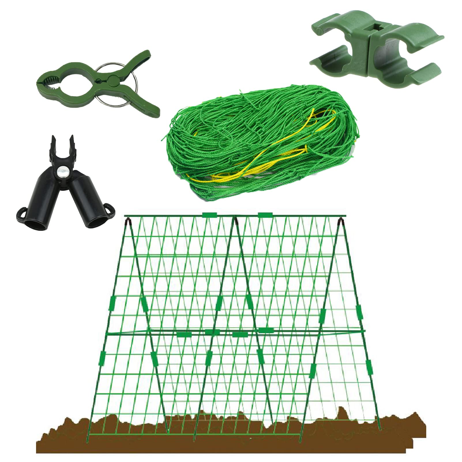 11cm Garden Stakes Kit Plant Pea Vegetables Climbing Plants Flowers Tomato Metal Sticks Support Frame with Connecter, Netting, Fixing Clips(76PCS of 40 * 1.1cm/15.7 * 0.43inch Set)