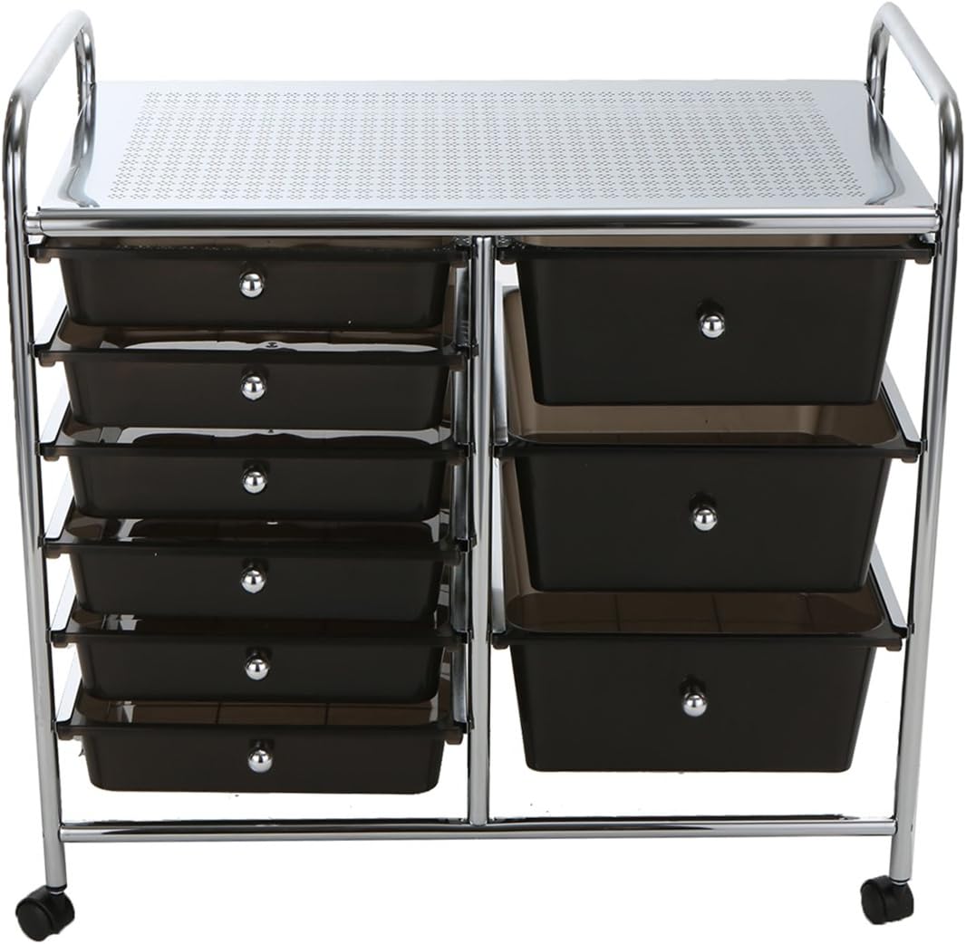 Mind Reader Storage Drawer Rolling Utility Cart, 9 Drawer Organizer, Black: Kitchen & Dining