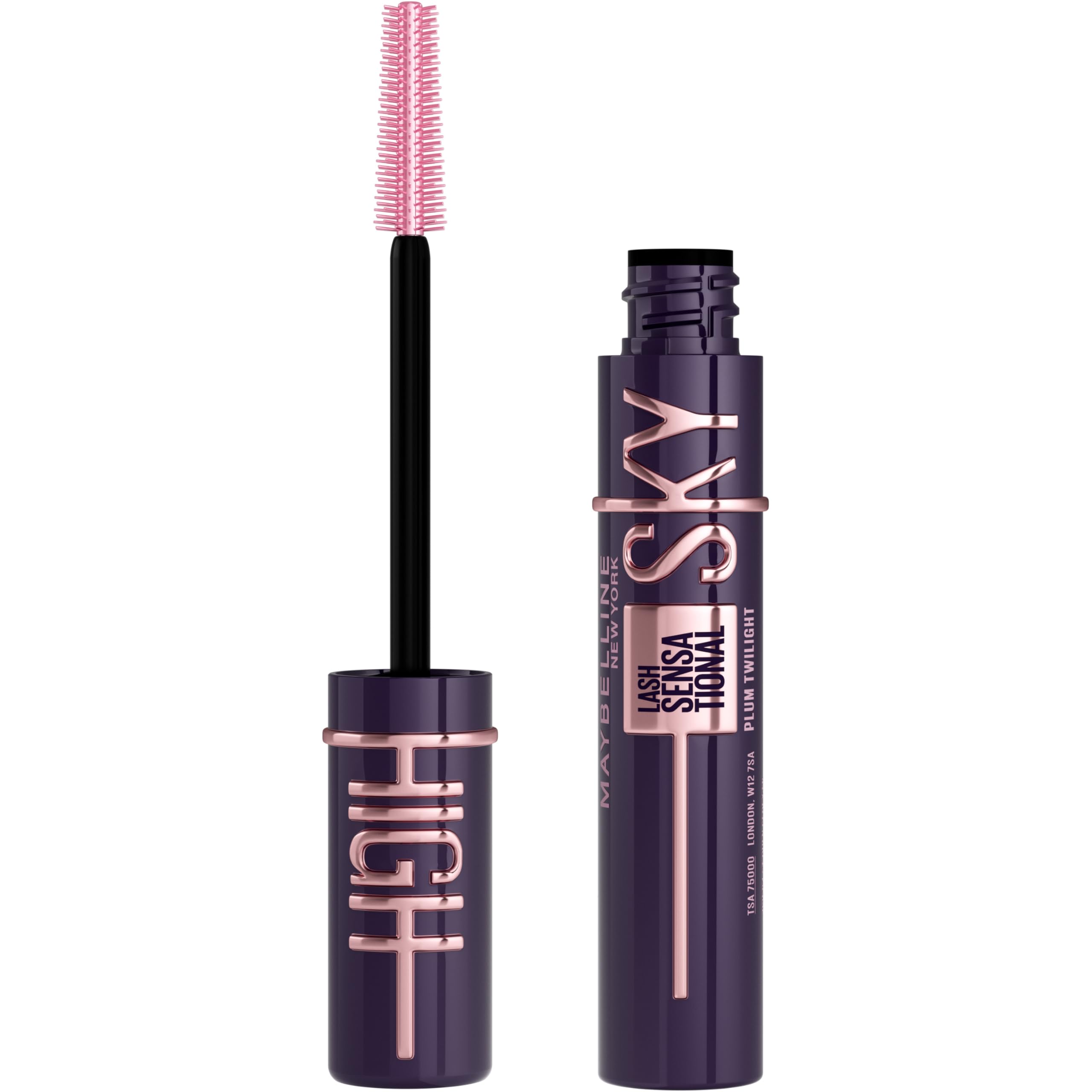 Maybelline New York Lash Sensational Plum Twilight, dark purple mascara for striking eye makeup, extreme length & full volume, intense look, Sky High, 7.2 ml