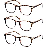 HAPJOYS Reading Glasses Women Men Stylish Unisex Readers +2.25 Lightweight Comfortable Frame Flexible Spring Hinge Tortoise Shell Cheaters Glasses 3 Pack