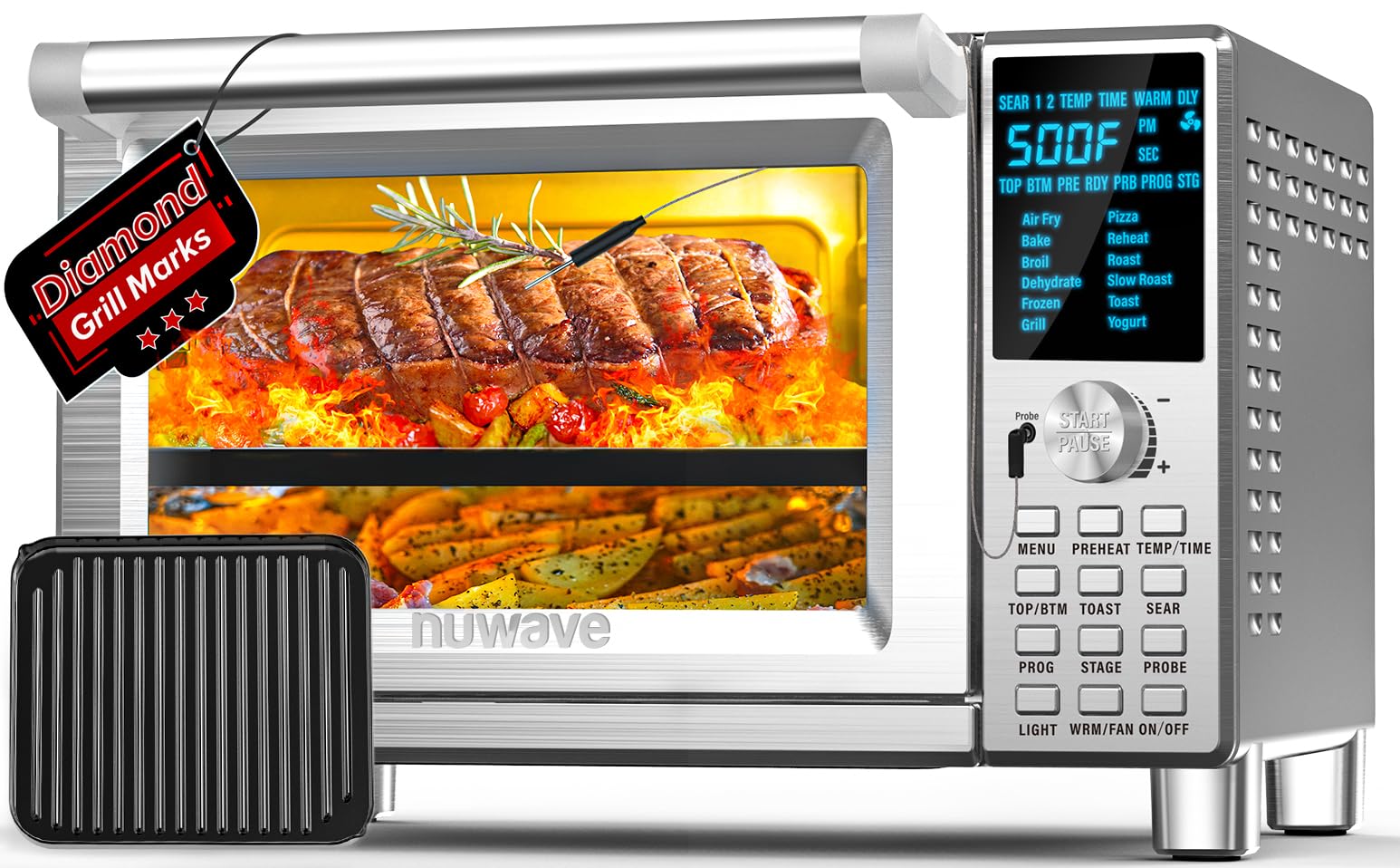 Nuwave Bravo XL Air Fryer Toaster Smart Oven, 12in1 Countertop Grill