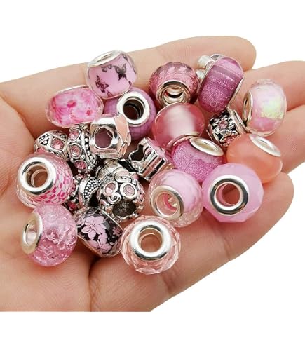 10 Random Rhinestone Charms For Bracelets - Silver Plated Beads For Pandora Style Slide-On Bracelets - View #6