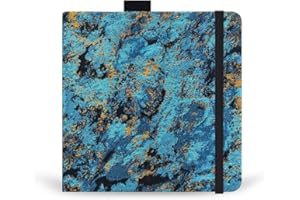 MIFUNER Square 5.1X5.1" 300gsm Watercolor Journal Hardbound 40pgs（20 Sheets Front Back 2 Textures）Travel Size for Calligrapher Colored Pencil Watercolor Sketch Handmade Cloth Cover Notebook Galaxy