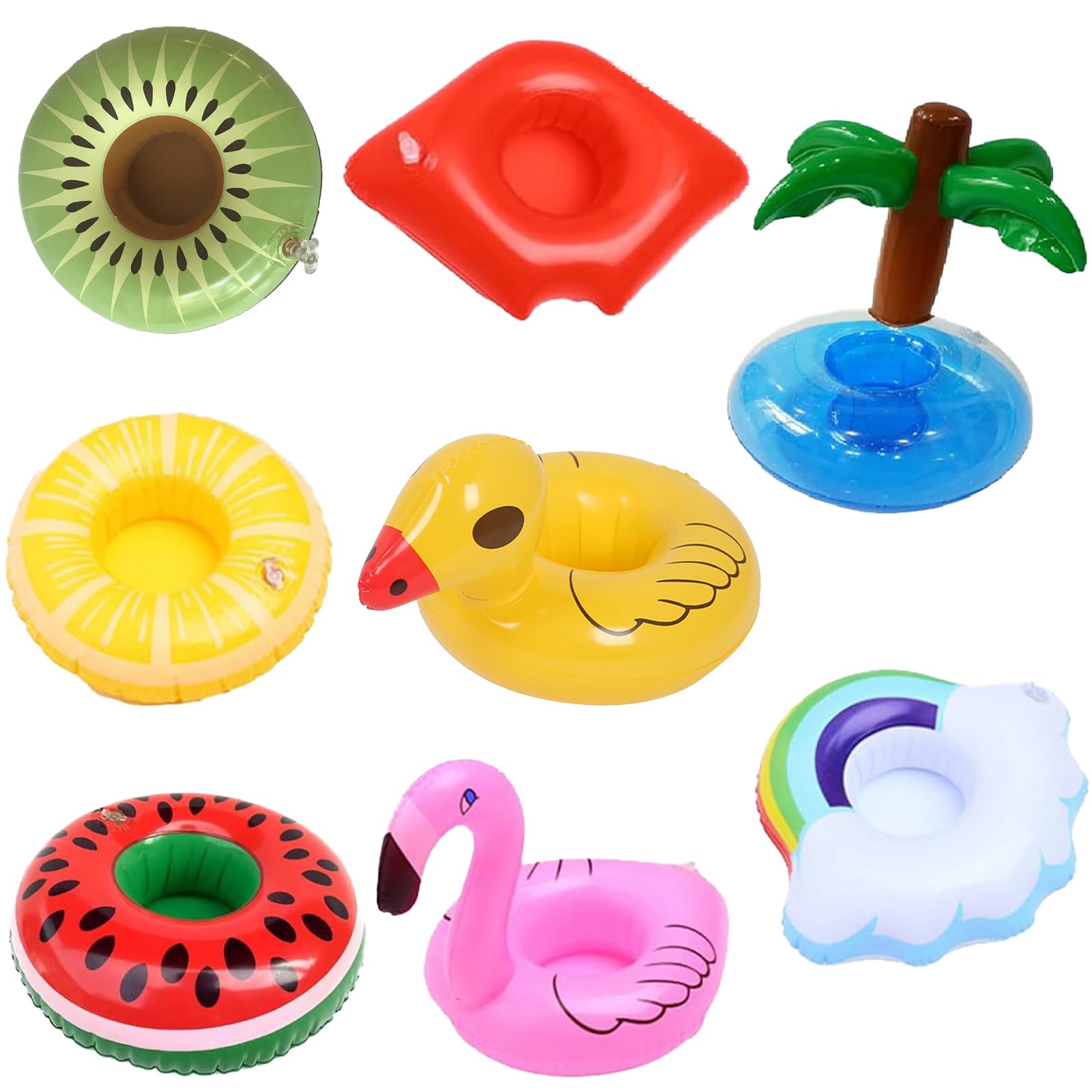 Inflatable Drinks Holder, Set of 8 Pool Floats for Swimming Pools, Inflatable Flamingo Pool Float with Drinks Holder, Hot Tub Accessories and Pool Accessories and Inflatable Ring