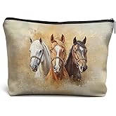 DOFQZ Horse Makeup Bag, Horse Lovers Gifts Cosmetic Bags for Women, Animal Lover Gifts, Farmhouse Animal Makeup Zipper Pouch