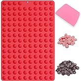 Amyandone Mini Round Silicone Molds, 148 Cavities Semi Sphere | Chocolate Candy Mold, For Baking and Freezing, Chocolate Chip/Gumdrop/Cookie/Dog Treat/Cake Decor/Fruit Snack, With a Scraper