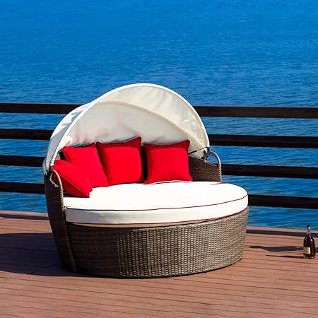 Amazon Com Lokatse Home Patio Round Daybed With Retractable