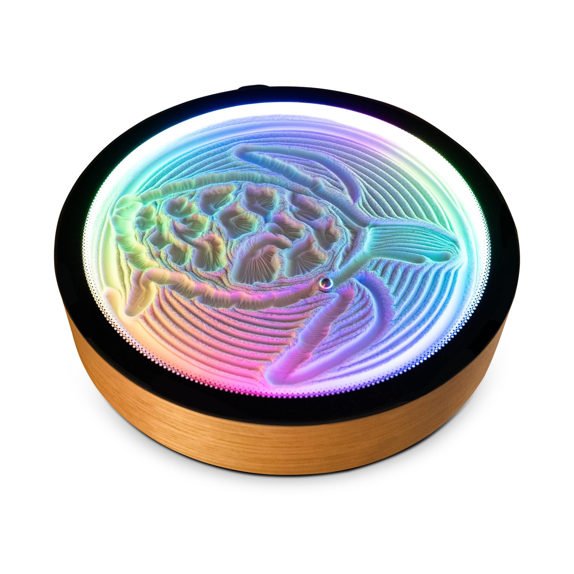 Photo 1 of Oasis Mini Kinetic Sand Art, Real Bamboo, Zen Stress Relief, iOS and Android Compatible, with Smart LED Lighting