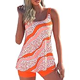 ROSEWE 2025 Tankini Swimsuits for Women, Two Piece Bathing Suits with Shorts, Modest Tank Top Swim Dress