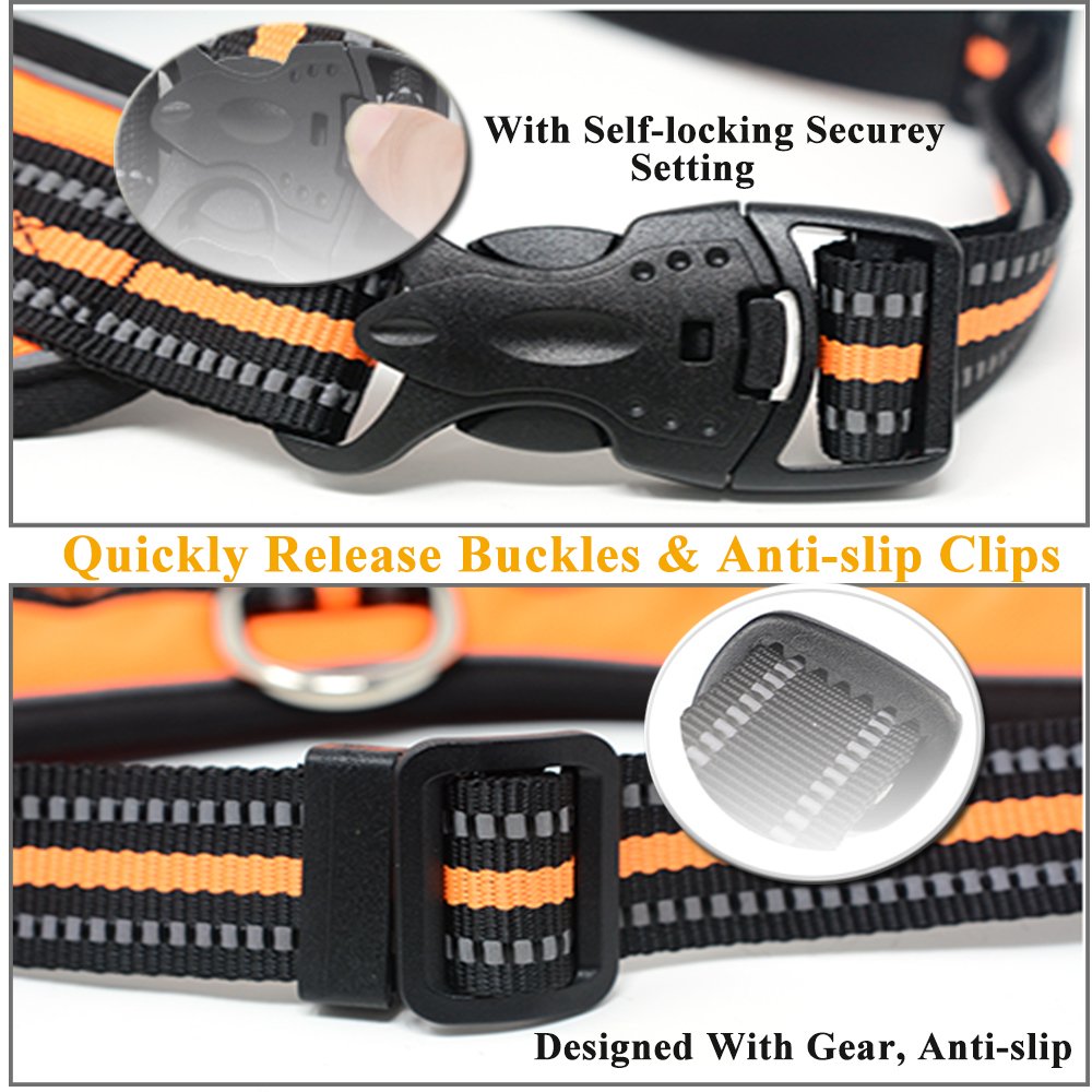 Santune Dog Harness Vest No Pull Adjustable Heavy Duty Oxford 3M Reflective Safety Pet Harnesses with Handle for Small Medium Large Dogs Walking Traveling Training (Orange, XL)