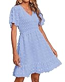 BTFBM Womens Beach Vacation Dress V Neck Short
