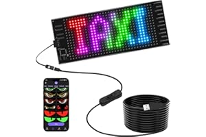 JDVOOTD Scrolling Programmable Car Led Sign - 7 x 3 Inch [ Upgrade to All-in-One Features ] Programmable Custom 5V/2A 5.0 Bluetooth APP Control Led Light Sign - [ True Full-Color LED Beads ]