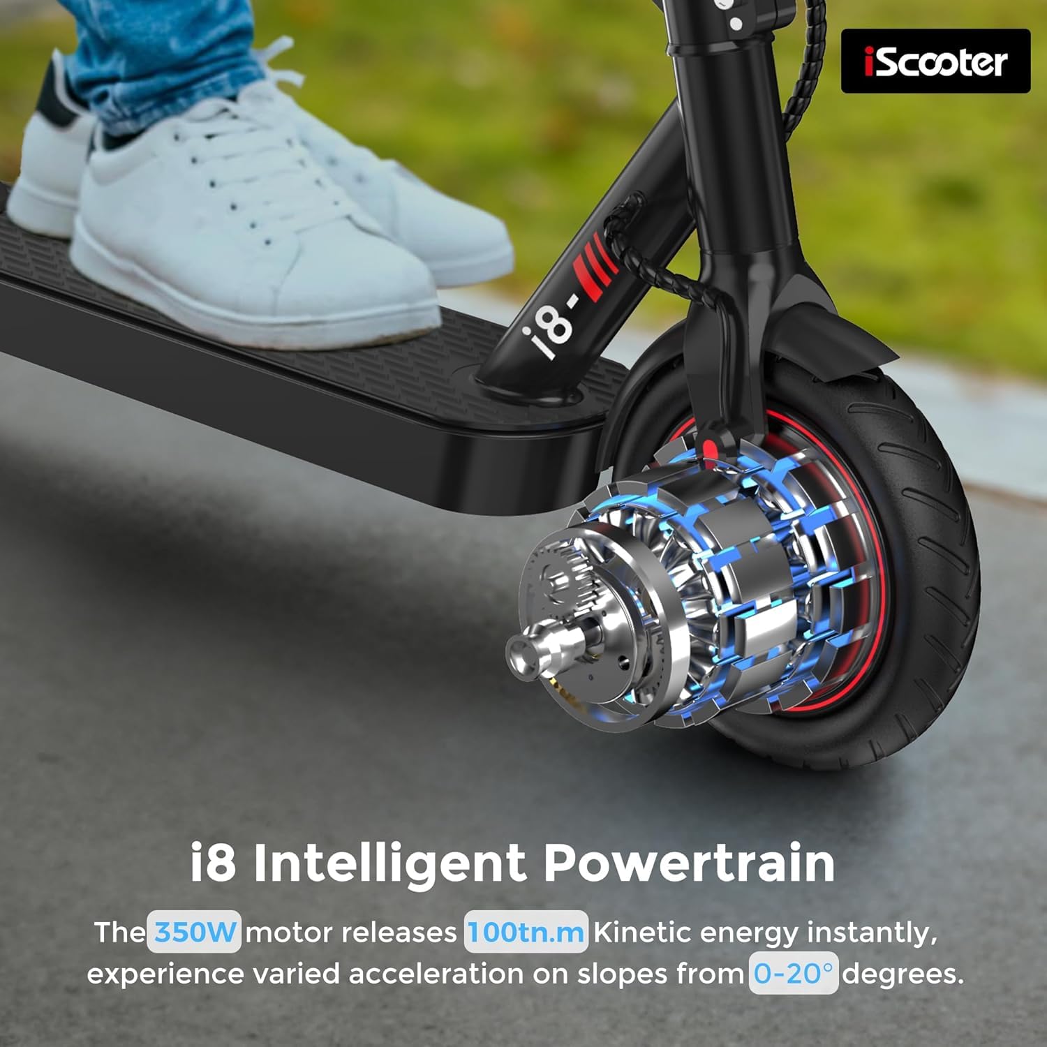 iScooter Electric Scooter for Adults, 23/18/12 Miles Long Range,22/19/18 Mph Top Speed, Commuting Electric Scooter with Cruise Control, Double Braking Systems Escooter for Adults and Teens
