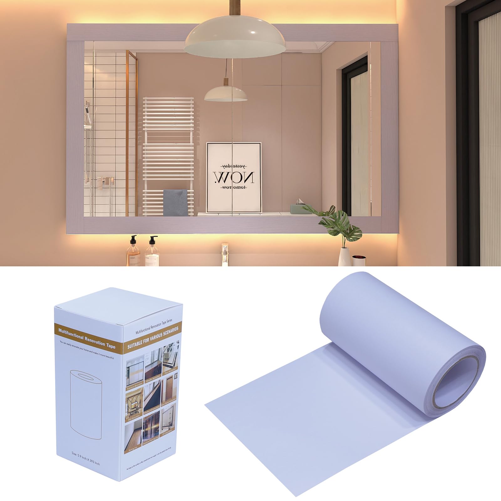 FEILAYS Wood Grain Stickers, Repair Holes in the Floor, Repair Wooden Doors with Decorative Strips, Waterproof Window Sills, Door Frame, Furniture, Wardrobe Renovation, 15 cm x 10 m, White