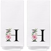 BitKan 16 x 24 in Monogrammed Towels Set of 2- Initial Monogrammed Hand Towels for Bathroom, Monogram Kitchen Towels with Intial H, H Initial Gifts for Women/Men/Girls, H Monogram Personalized Gifts