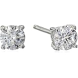 Platinum or Gold Plated Sterling Silver Round-Cut Stud Earrings made with Swarovski Zirconia