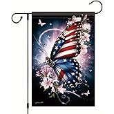 Starlit Patio Patriotic American Flag Butterfly Garden Flag 4th of July Memorial Day 12x18 Inch Double Sided Veterans Day Decorations Supplies for independence Day Decorative Yard Flag Decor Outside