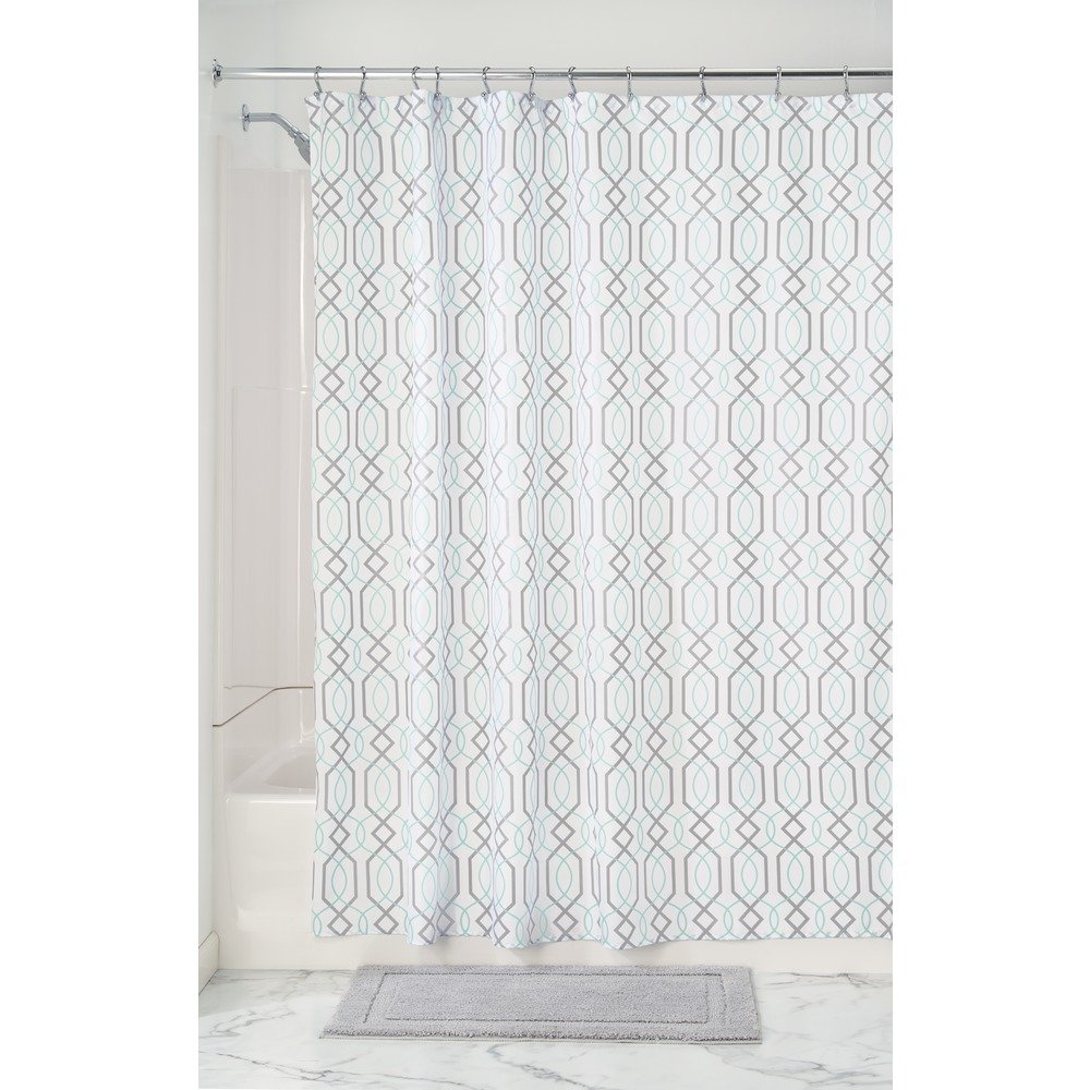 iDesign Lattice Fabric Shower Curtain, Polyester Long Shower Curtain