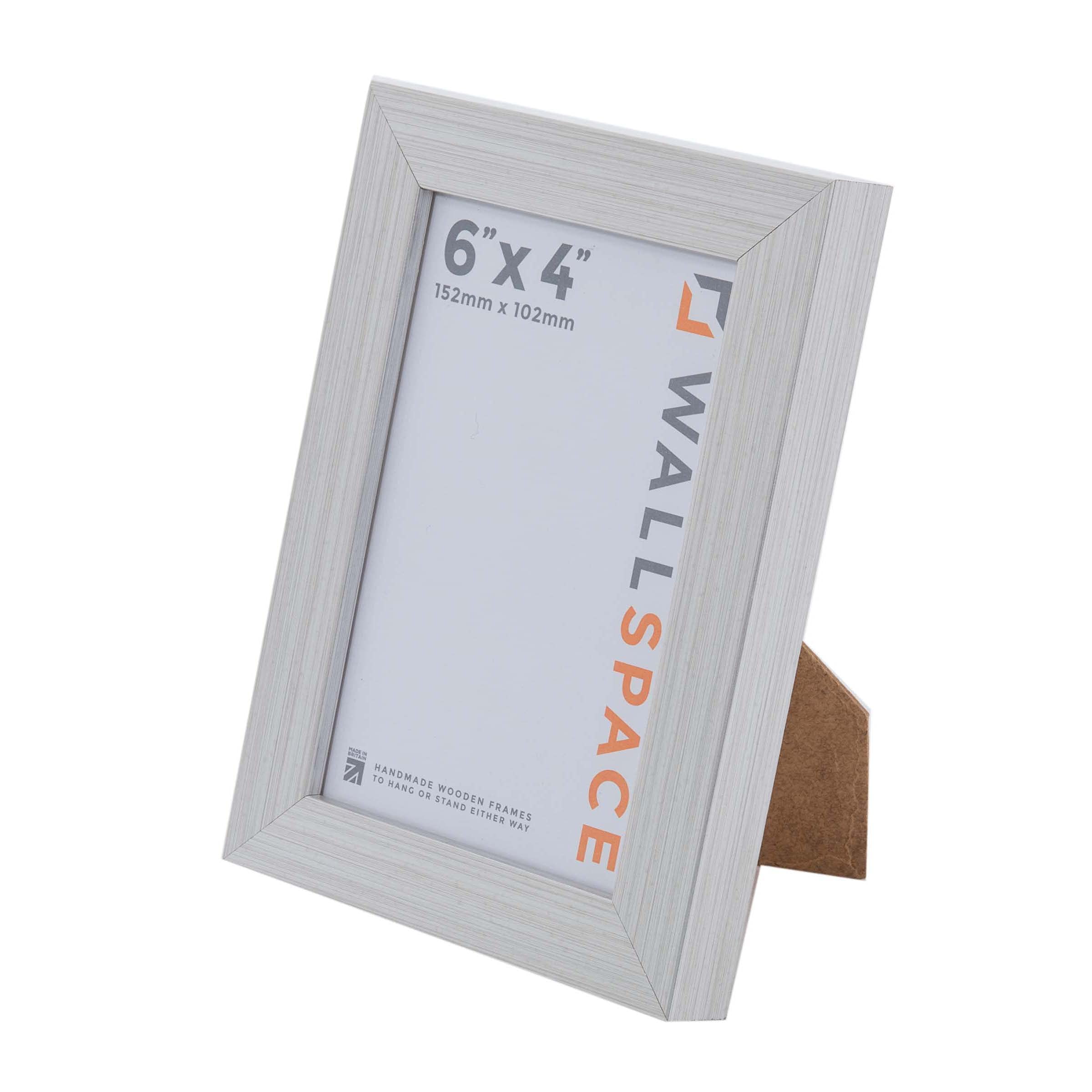 Wall Space 6x4 Silver Picture Frame | Silver 4x6 Photo Frame | 6 x 4 inch | 152x102mm | 15.2x10.2cm | Solid Wood Wooden with Real Glass | Handmade in UK
