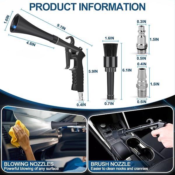 CAR CLEANING GUN DETAILING INTERIOR DRYER AIR BLOW GUN, HIGH PRESSURE BLOWER GUN, CAR DETAILING KIT INTERIOR CLEANER, CAR DETAILING TOOLS FOR CAR QUICKLY BLASTS DIRT AND DUST WORKS WITH AIR