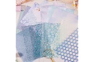 Obujopal 15Pcs Scrapbook Textured Paper for Journaling Junk Journal Card Making DIY Project Paper Art Craft Supplies, Handmade Special Mix Material, 4.7×6.7 inch (Blue)