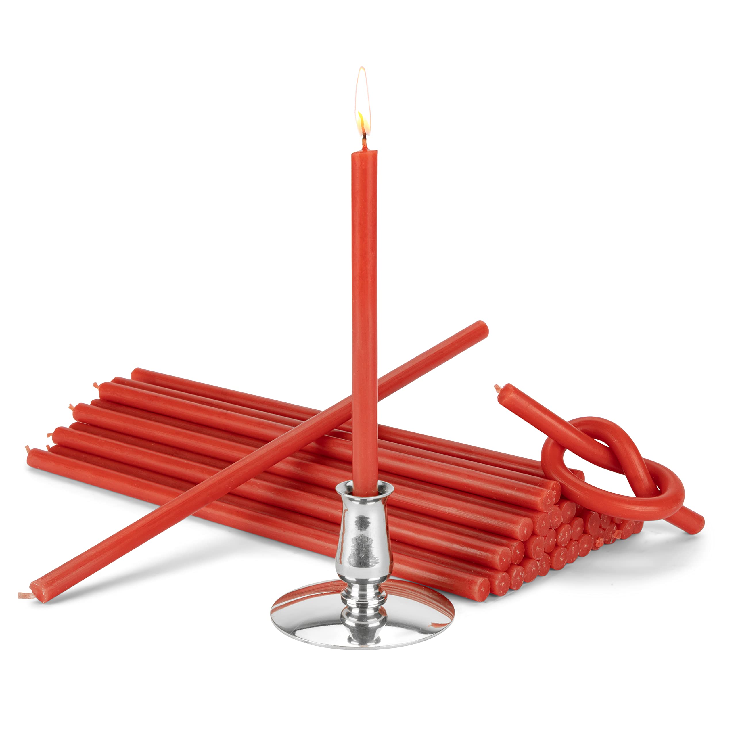 NKlaus - Candleholder + Festive Candles red drip-Free L 19,5cm Premium Paraffin Wax 40059