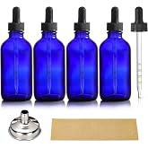 4 Pack 4oz Glass Dropper Bottles with Measured Dropper - 120ml Dark Blue Tincture Bottles with Calibrated Glass Eye Droppers (1ml), Leakproof Essential Oils Bottles for Health, Personal Care &amp; Beauty
