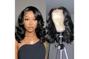 Douyin Bob Wig Human Hair 13x4 Lace Front Wigs Human Hair Pre Plucked Body Wave 180% Density 14 Inch HD Lace Frontal Short Glueless Wigs for Women (14 inch, Natural Black)