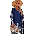 Moss Rose Women's Swimsuit Cover up Beach Kaftan for Bathing Suit with Floral Pattern