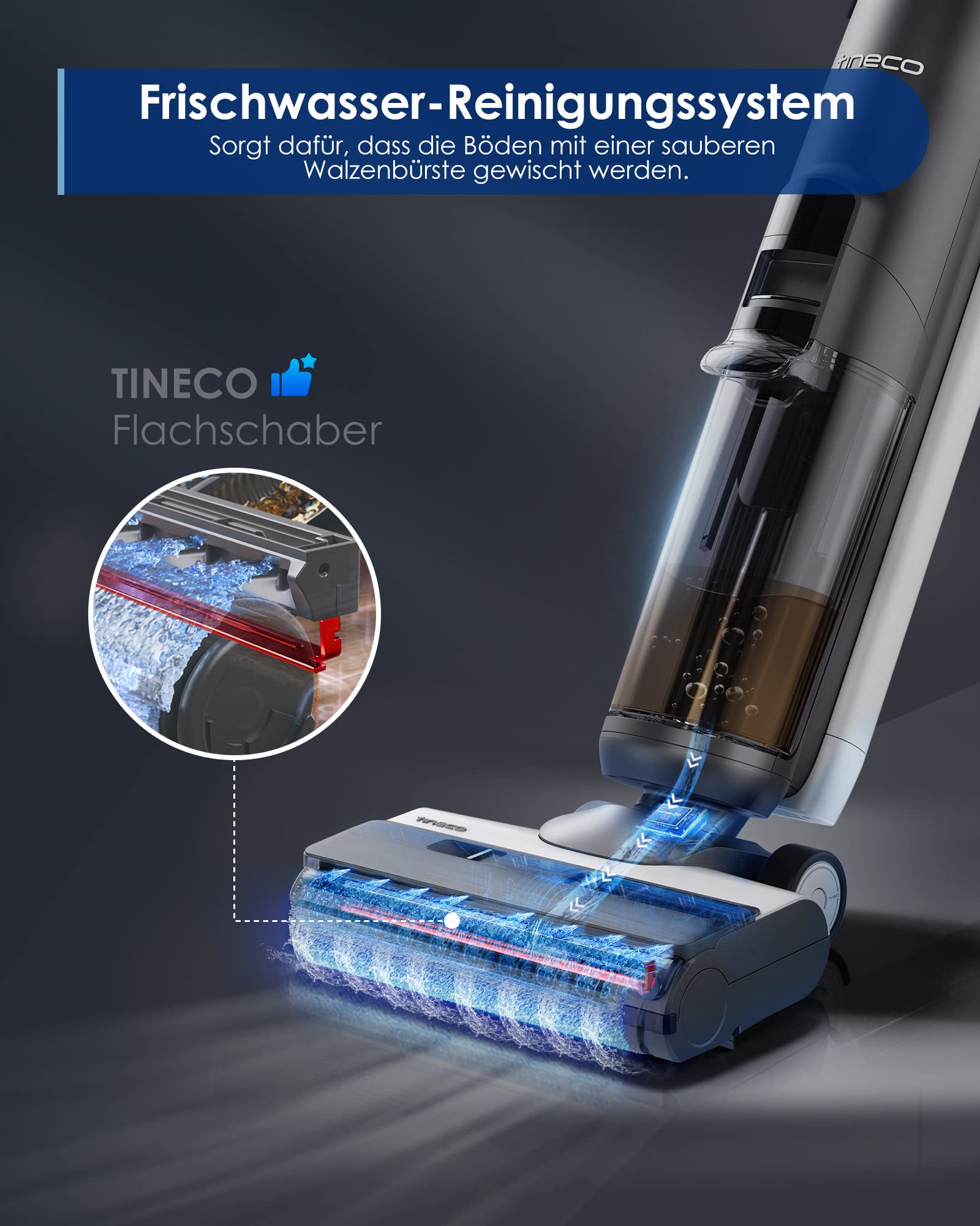 Tineco Floor One S5 Smart Nass-Trocken-Sauger mit iLoop Technologie, All-in-One-Nass Trockensauger Kabellos mit Dual-Tank-Design | Selbstreinigung LED-Display für Harte Boden,Tierhaare 3
