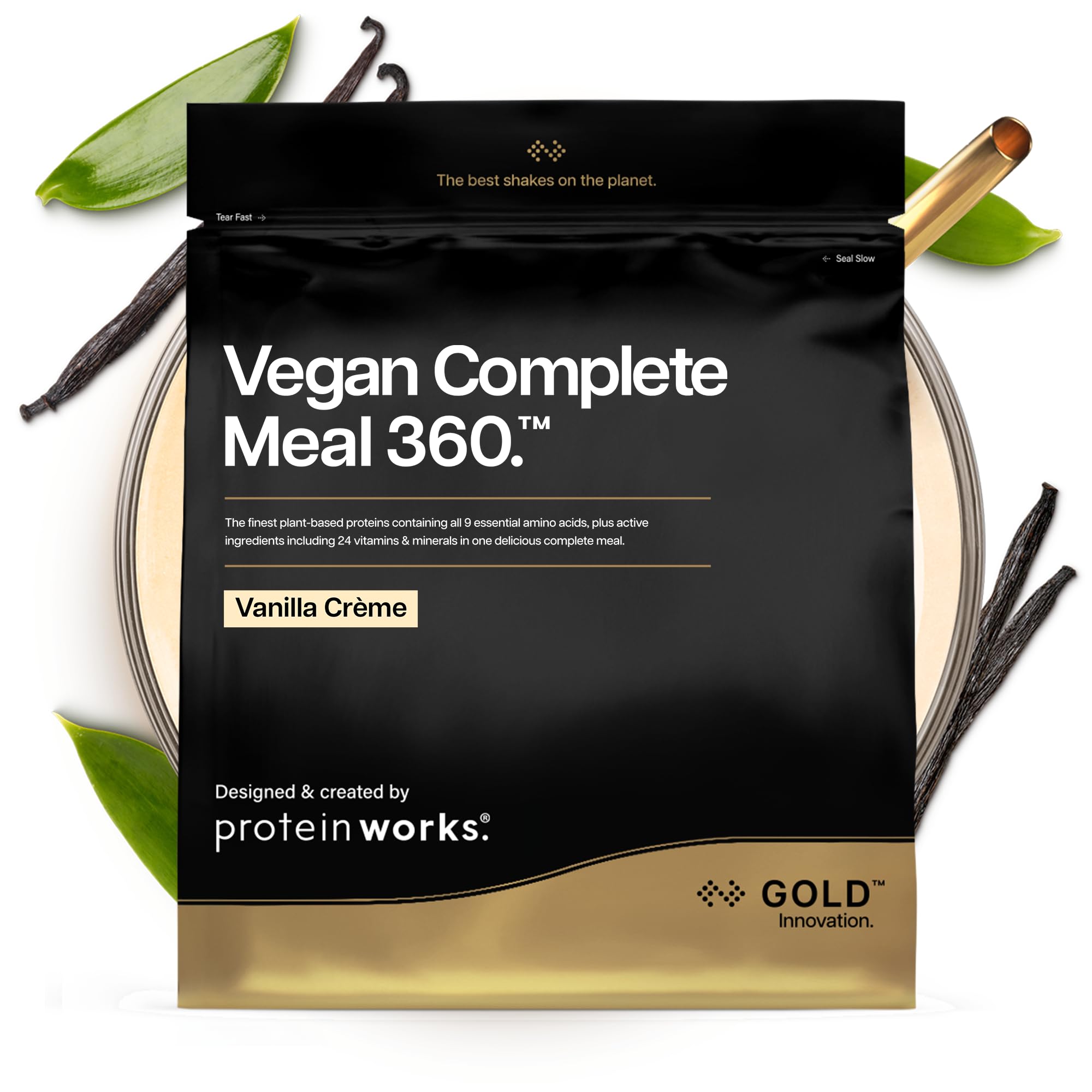 Protein Works | Vegan Complete Meal 360 - GOLD Innovation, Award-Winning Vegan Protein Meal Replacement Shake, Premium Plant-Based Ingredients, Vitamins & Minerals, Vanilla Crème, 10 Meals, 1kg