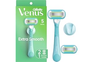 Gillette Venus Extra Smooth Razor for Women, Includes 1 Reusable Razor Handle + 2 Refills, Ergonomic No-Slip Gel Handle and Shower Holder, Holiday Gifts for Women