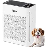 Tolife Air Purifier Large Room, Air Purifiers for Home Pets Hair with Washable Filter, Air Cleaner for Bedroom up to 1095 Ft² Dust Smoke Odor, Sleep Mode, Timer, White