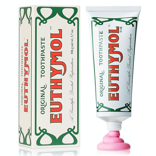 EUTHYMOL ORIGINAL PINK TOOTHPASTE (3.7FL OZ/PACK OF 1) – FLUORIDE-FREE TOOTHPASTE FOR SENSITIVE TEETH & GUM. BAD BREATH, CAVITY PREVENTION, 12-HOUR LONG LASTING FRESHNESS WITH WINTERGREEN