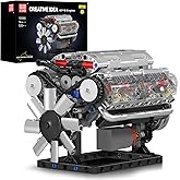 Mould King 10088 V8 Engine Building Blocks Sets, MOC Scale Model Kit with Battery and Motor, Collectible Set for Adults, Cons