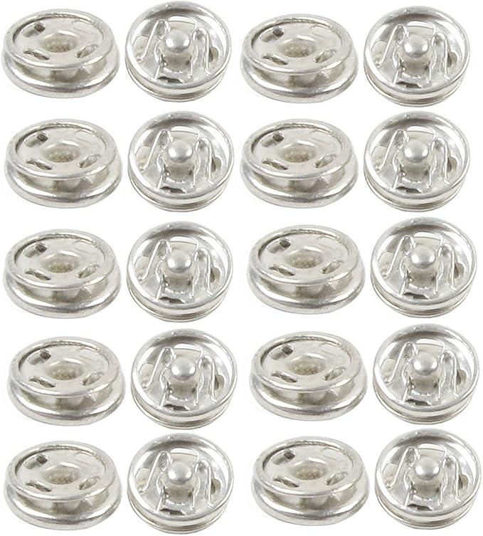 Sewing Press Studs Buttons Fastener 10mm Dia 20 Pcs Silver