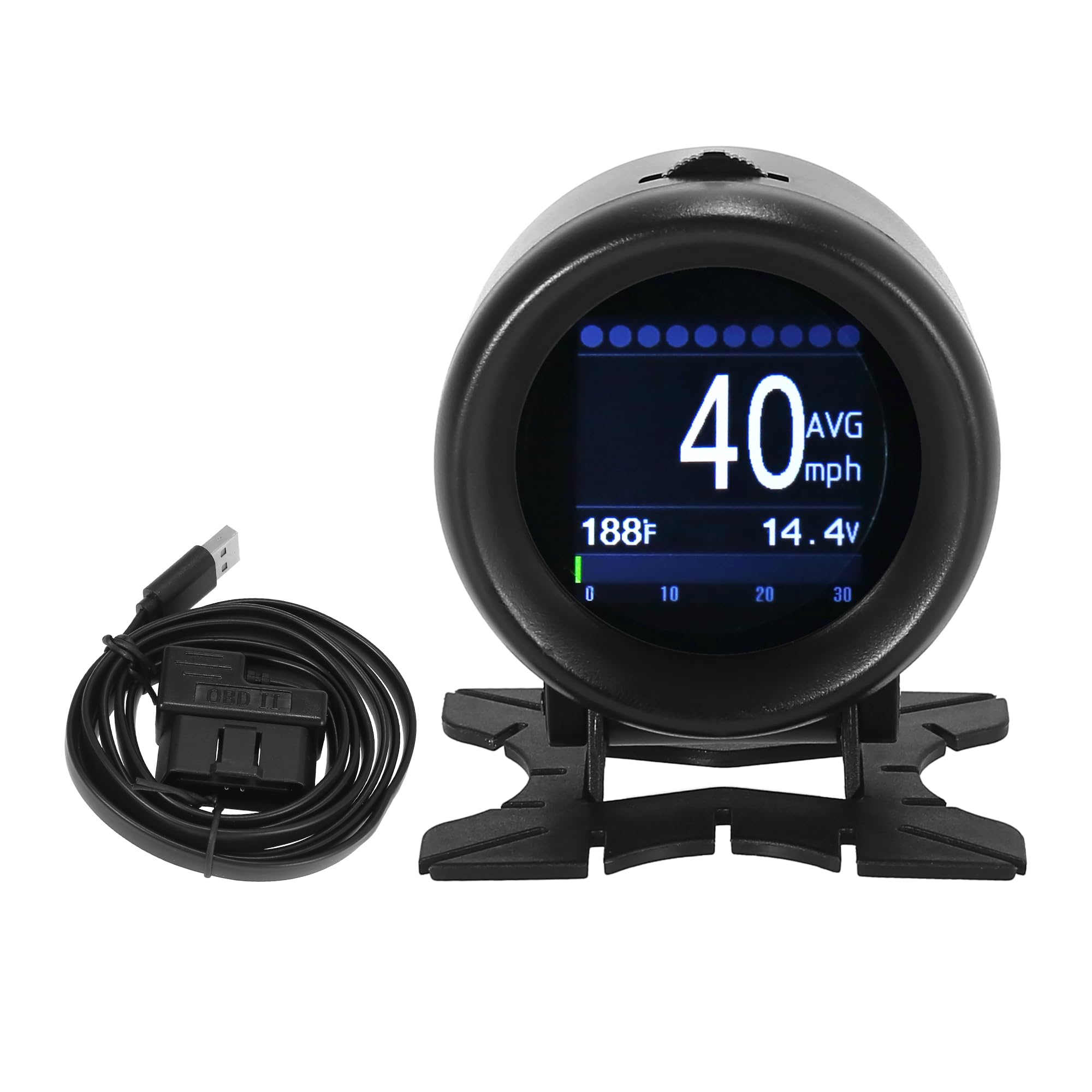 Photo 1 of Hihaha OBDII HUD Multi-Function Digital Gauge/Outside KMH MPH Digital Speedometer Oil Temperature Gauge Battery Voltage Tester Scanner for 12V OBDII SUV Pickup/Durable / 1 Pcs