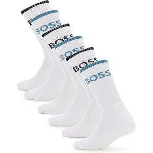 BOSS Men's Six Pack Quarter Length Socks With Banded Branding
