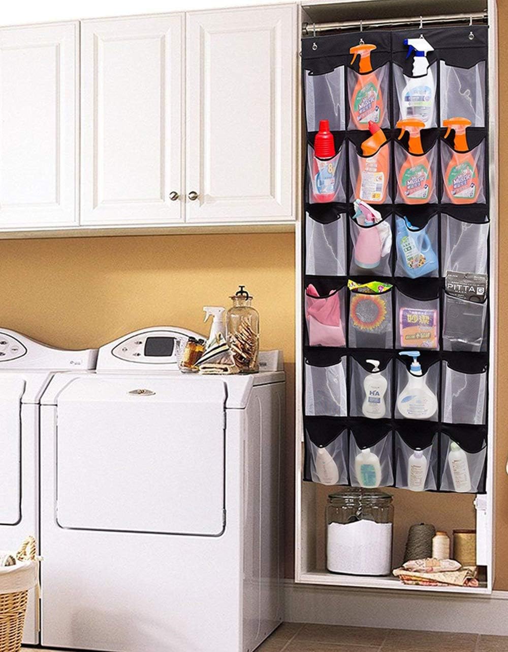 24 shoe storage cabinet on Home Kitchen Portable Closet Organizer 1pieces Over The Door Shoe Organizer Mesh Shoe Holder 24 Pockets Hanging Shoes Organizer Compartment Storage With 4 Door Hooks For Bedroom Closet Bathroom 59 X