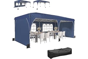 Outsunny 10 x 20 ft Pop Up Canopy Tent with Reflective Strips, UPF 50+ Central Lock Easy Setup Outdoor Party Tent Instant Can