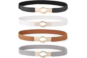 WERFORU Women Skinny Belt for Dresses Retro Stretch Ladies Waist Belt Plus Size Set of 4