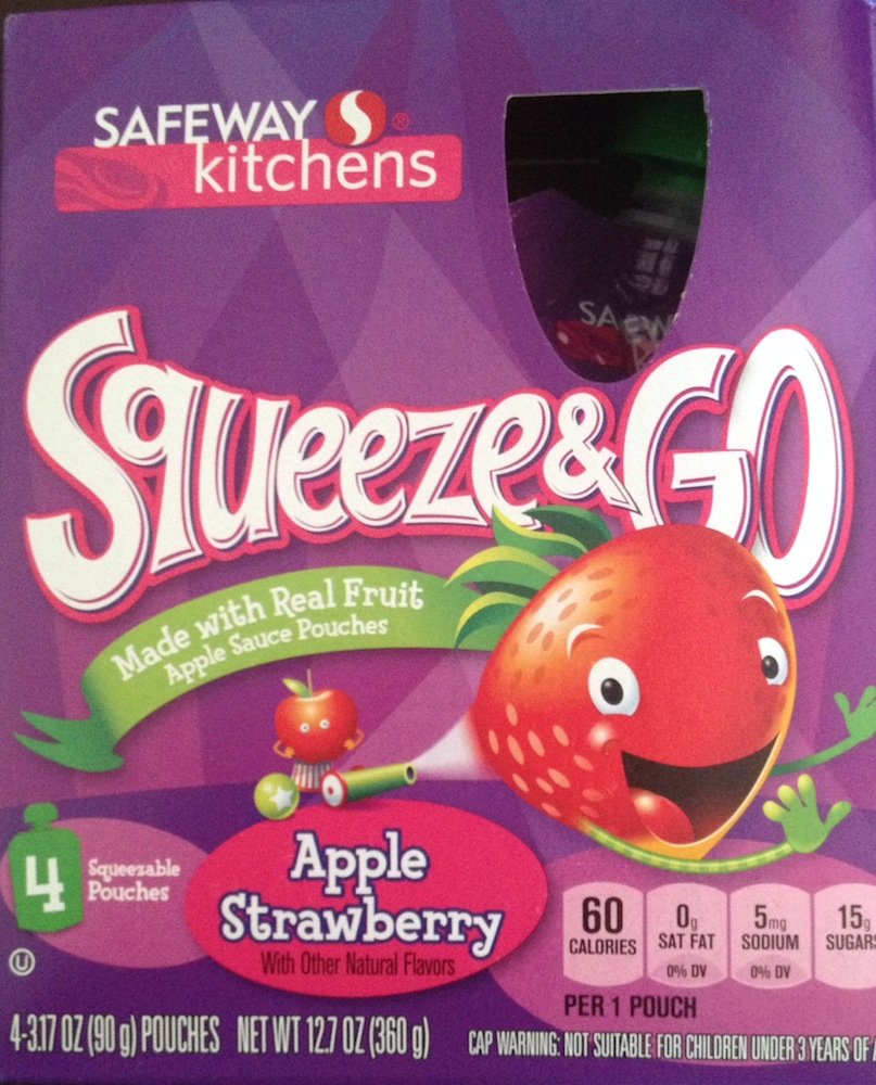 Squeeze & Go Real Fruit Applesauce/Strawberry Pouches 4 Pouches Per Box