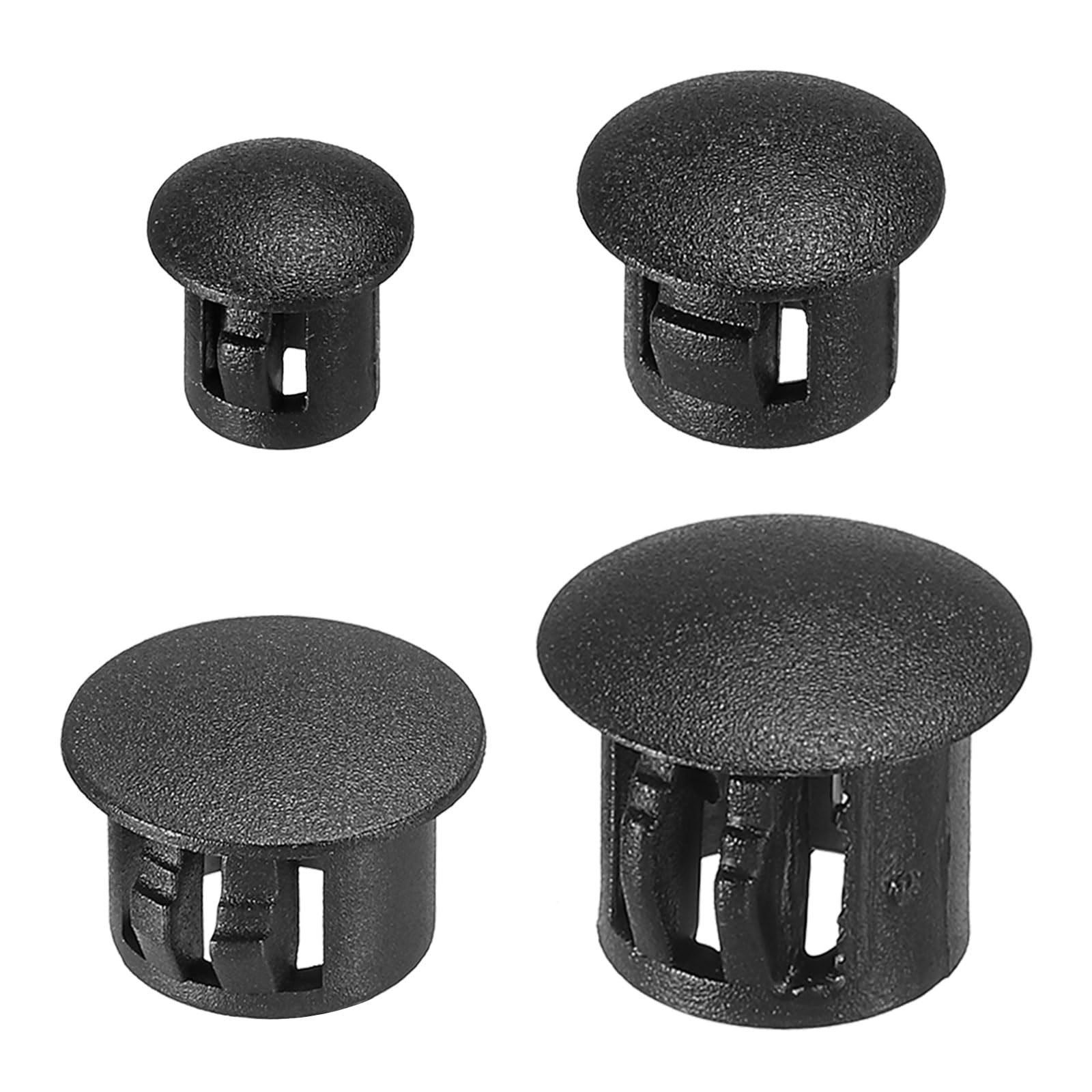 PATIKIL Plastic Hole Plugs, 200Pcs Flush Type Round Hole Plugs Cover Snap in Locking Hole Tube for Table Kitchen Cabinet Furniture, Black(6mm 8mm 10mm 13mm)