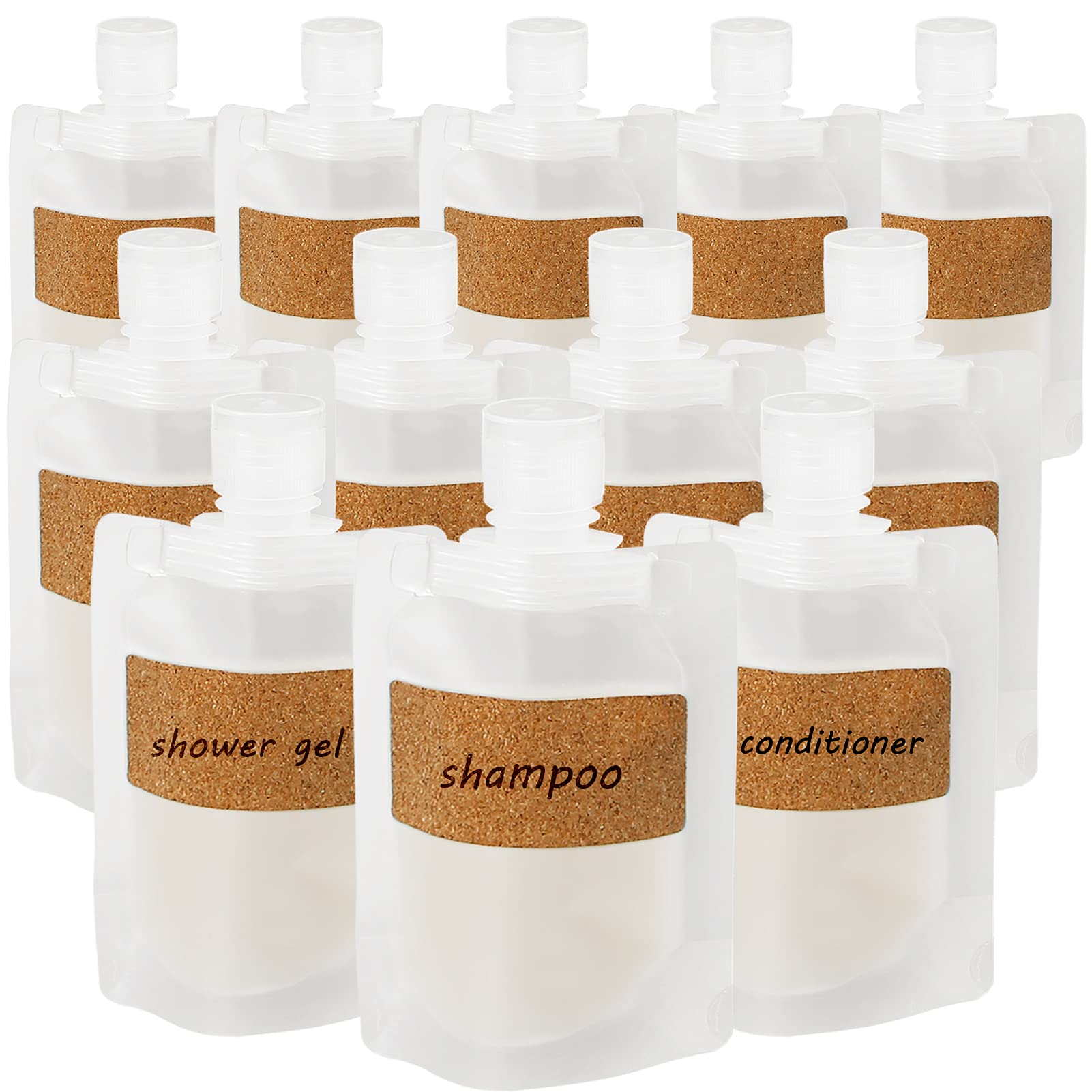 Photo 1 of TailaiMei 12 Pieces Travel Pouches for Toiletries, TSA Approved Portable Travel Size, Refillable Stand Up Pouch for Shampoo/Conditioner/Lotion (50ml/1.7oz)