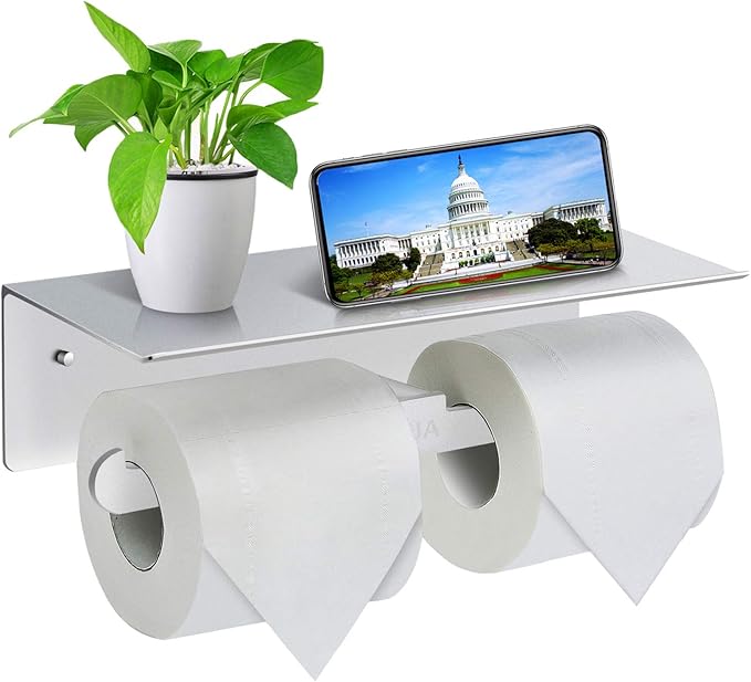 Toilet Roll HolderWall Mounted Toilet Paper Roll Holder, Double Rolls