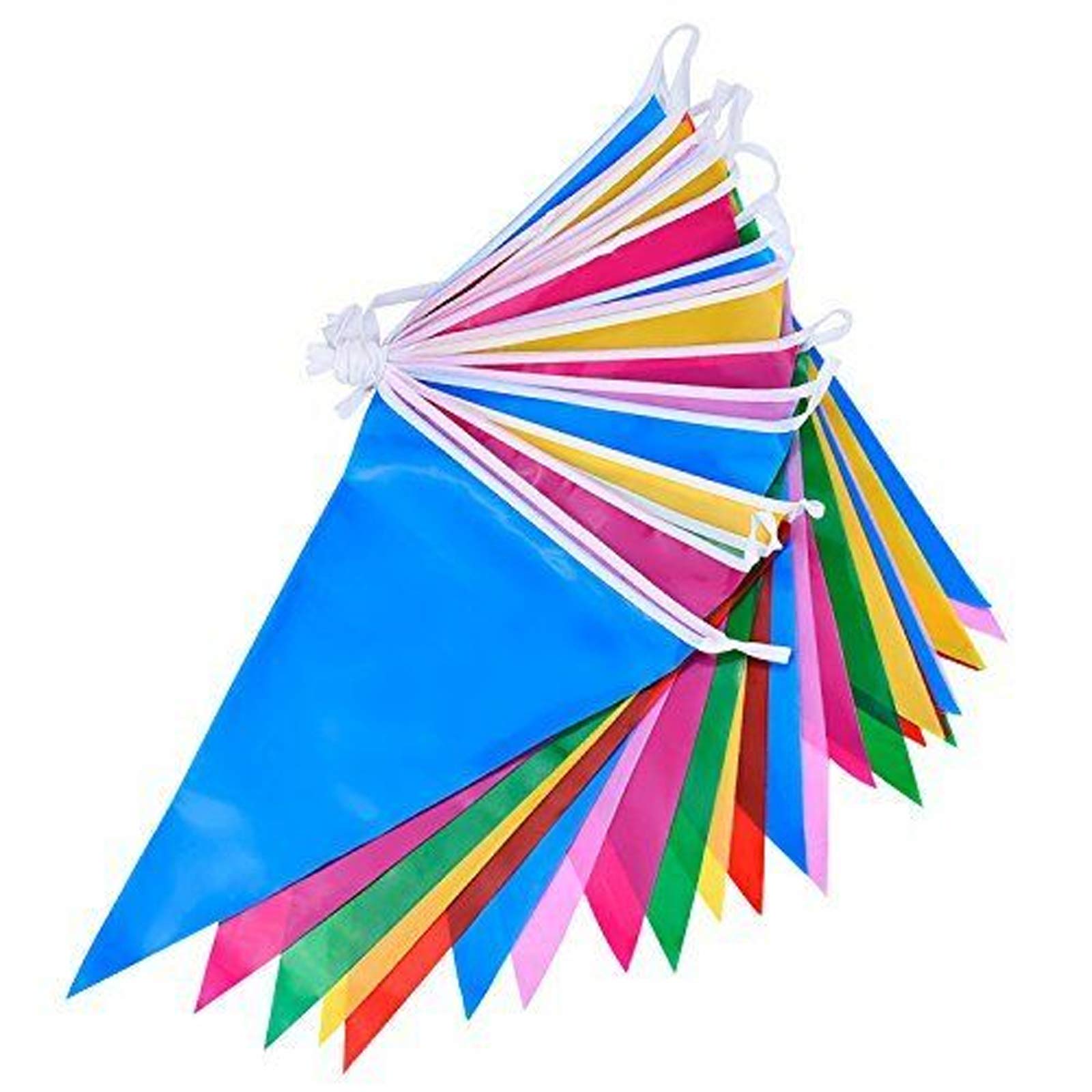 SHATCHI Multicolour Flags Triangle Bunting Pennant Banner Birthday Wedding Anniversary Celebration Baby Shower Indoor/Outdoor Street Party Decorations, Multi, 10m with 20,10m With 20 Flags