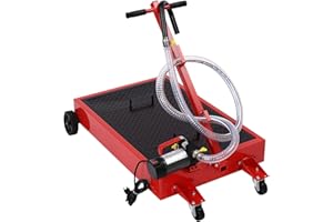 CUBELLIN Low Profile Oil Drain Pan 17 Gal Oil Drain Pan with 110V Electric Pump, 8Ft Long Hose Large Oil Drain Pan with Rotatable Handle Rolling Oil Drain Cart (17 Gallon)
